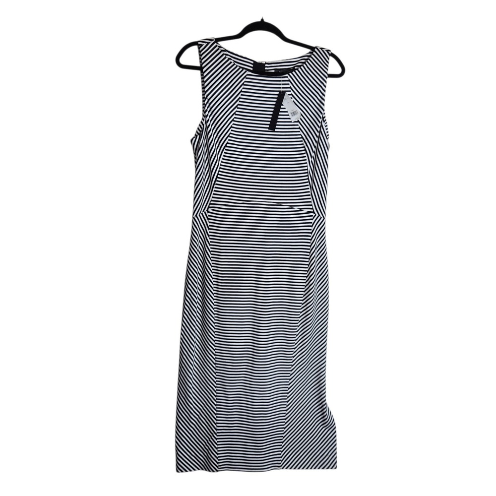 Banana Republic Womens Black White Striped Sleeveless Sheath Dress Size 14